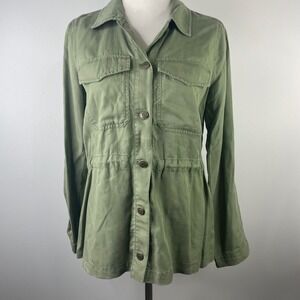 GAP Womens Olive Green Tencel Lyocell Utility Shirt Jacket Small S/298714-00